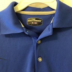 Grand Slam Men’s collared golf shirt, NWOT, royal blue with black accents, Sz S